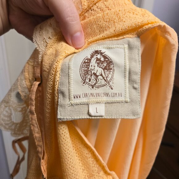 Chasing Unicorns Take The Long Road Home Silk + Lace Slip Dress - Blush, L, NWOT - Picture 5 of 7